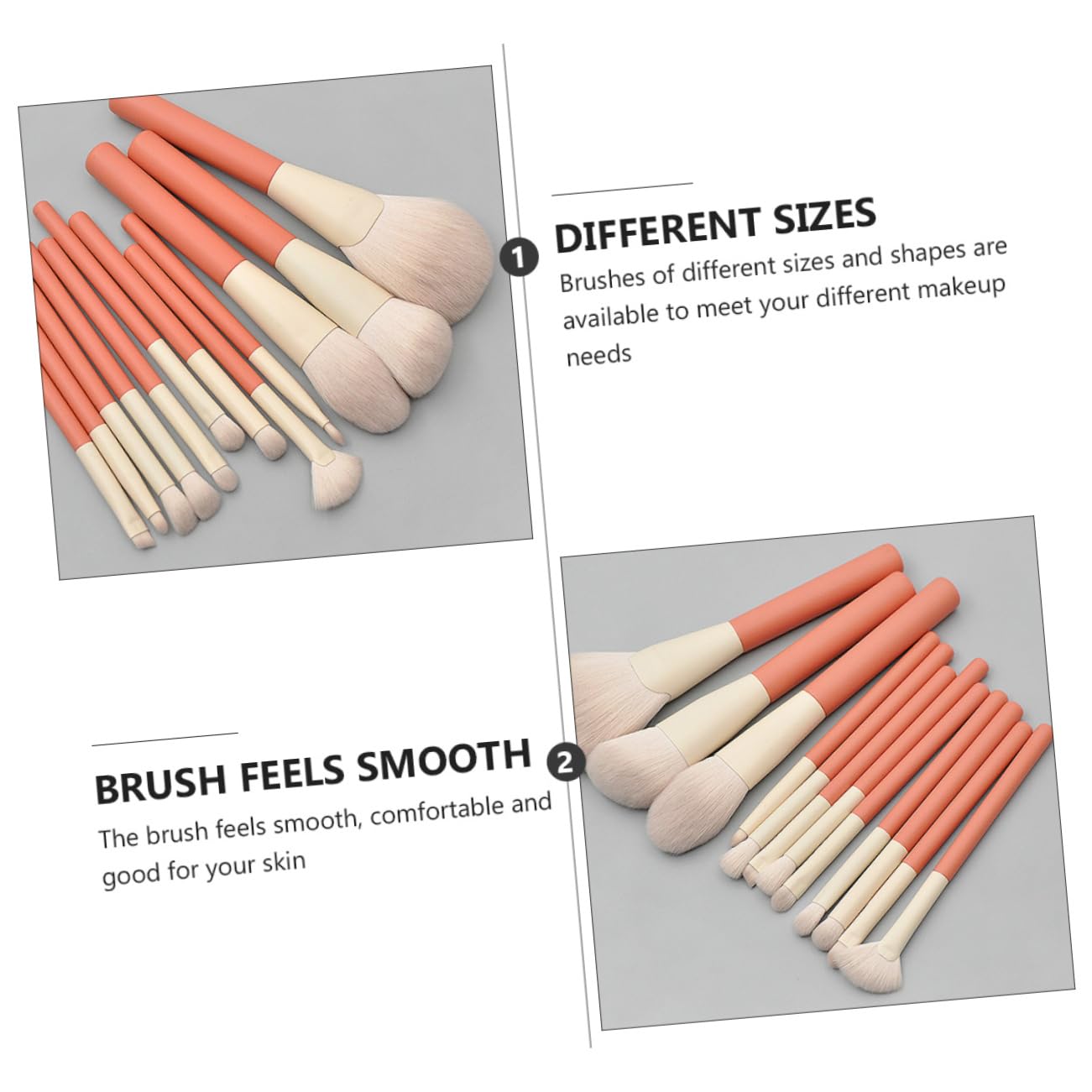 FRCOLOR 2sets Pennelli Per Trucco Con Manico Professionale Per Viso Ombretti Fard e Illuminante Accessorio Per Principianti e Makeup Artist
