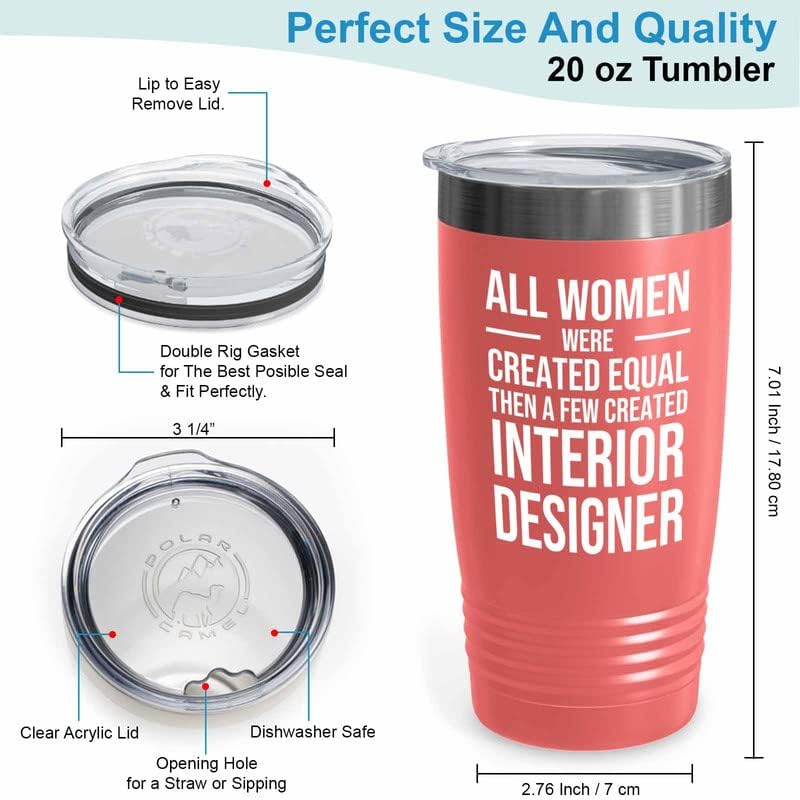 Interior Designer Coral Edition Ringneck Tumbler 20oz - Become Interior Designer - Interior Decorator Builder Arranger Organizer Home House Office Room Homestyler Artificer Aesthetician
