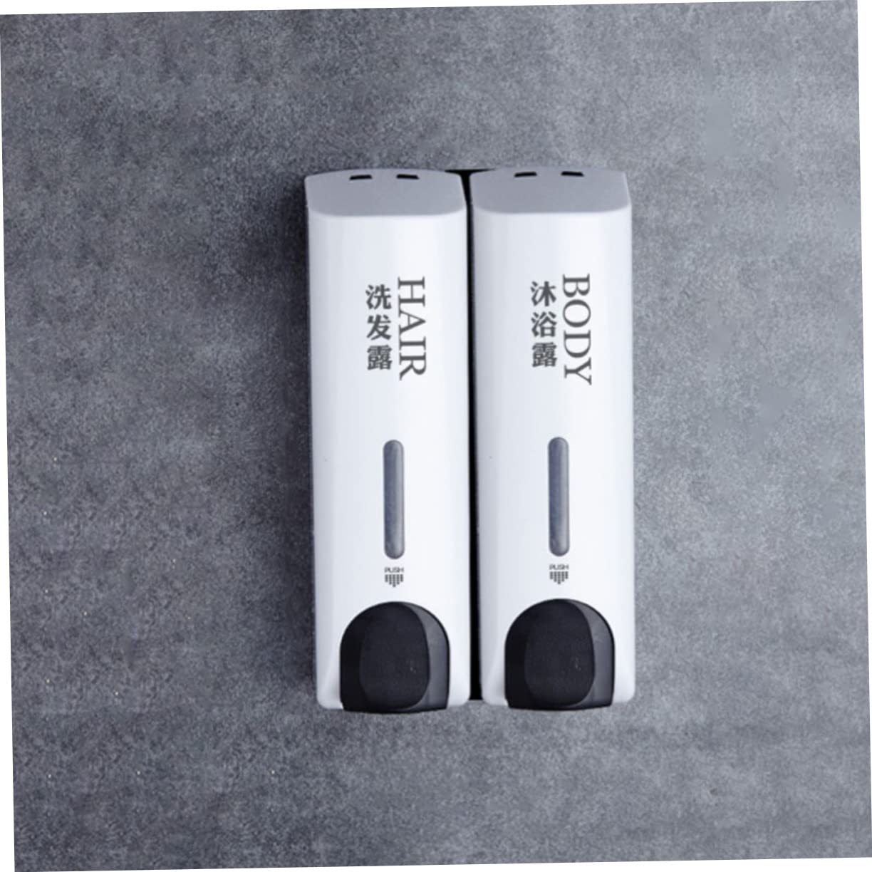 Dispensador de Plástico Blanco Recargable de Jabón y Champú de Pared sin Perforaciones Diseño Compacto Pulsador Fácil de Usar para Baño en Casa