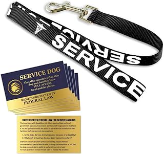 Service Dog Leash - Includes 5 Federal Law Handout Cards - Can Be Used with or Without a Service Dog Vest