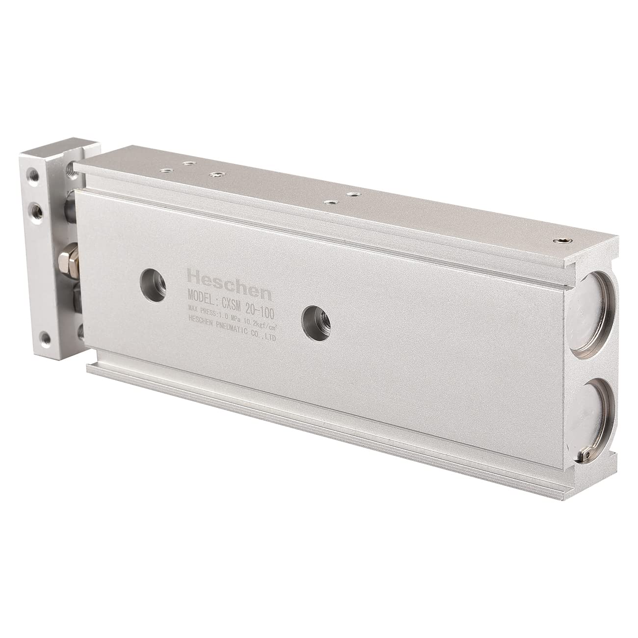 Heschen Doppio cilindro pneumatico in alluminio CXSM 20-100 Piastra di guida Doppia asta Guida Cuscinetto scorrevole pneumatico ammortizzato Foro 20 mm Corsa 100 mm Doppio effetto