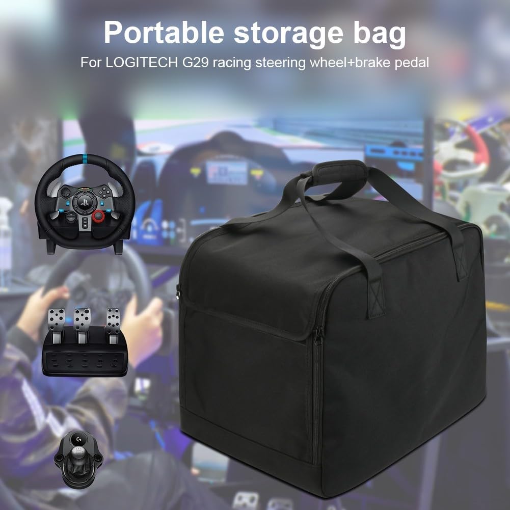 Nylonowa osłona przeciwpyłowa do koła wyścigowego Logitech G29, czarna torba do przechowywania, ochrona przed kurzem i zadrapaniami, 42 x 32 x 35 cm