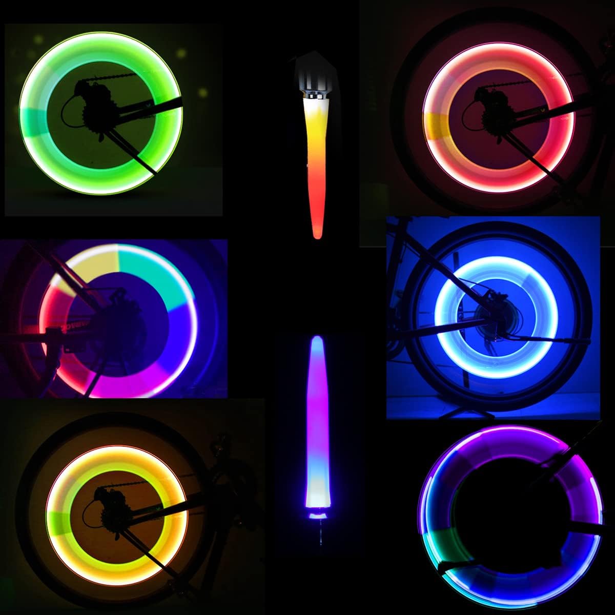 Constefire 6pcs Bike Spoke Light(Red+Green+Blue+Multicolour) with Delicate Box,Waterproof Easy Install Wheel Spoke Lights LED Neon Tire Flash Lamp with 3 Flash Modes,for Both Adults Kids Bike