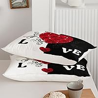 Vista 106 de AILONEN Juego de funda de edredón de rosas rojas tamaño Queen, juego de ropa de cama 3D con rosas rojas aceitadas para niñas, funda de edredón