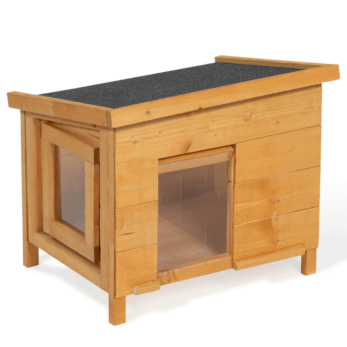 IDMarket - Maison pour Chat Niche en Bois avec Porte basculante à lamelles