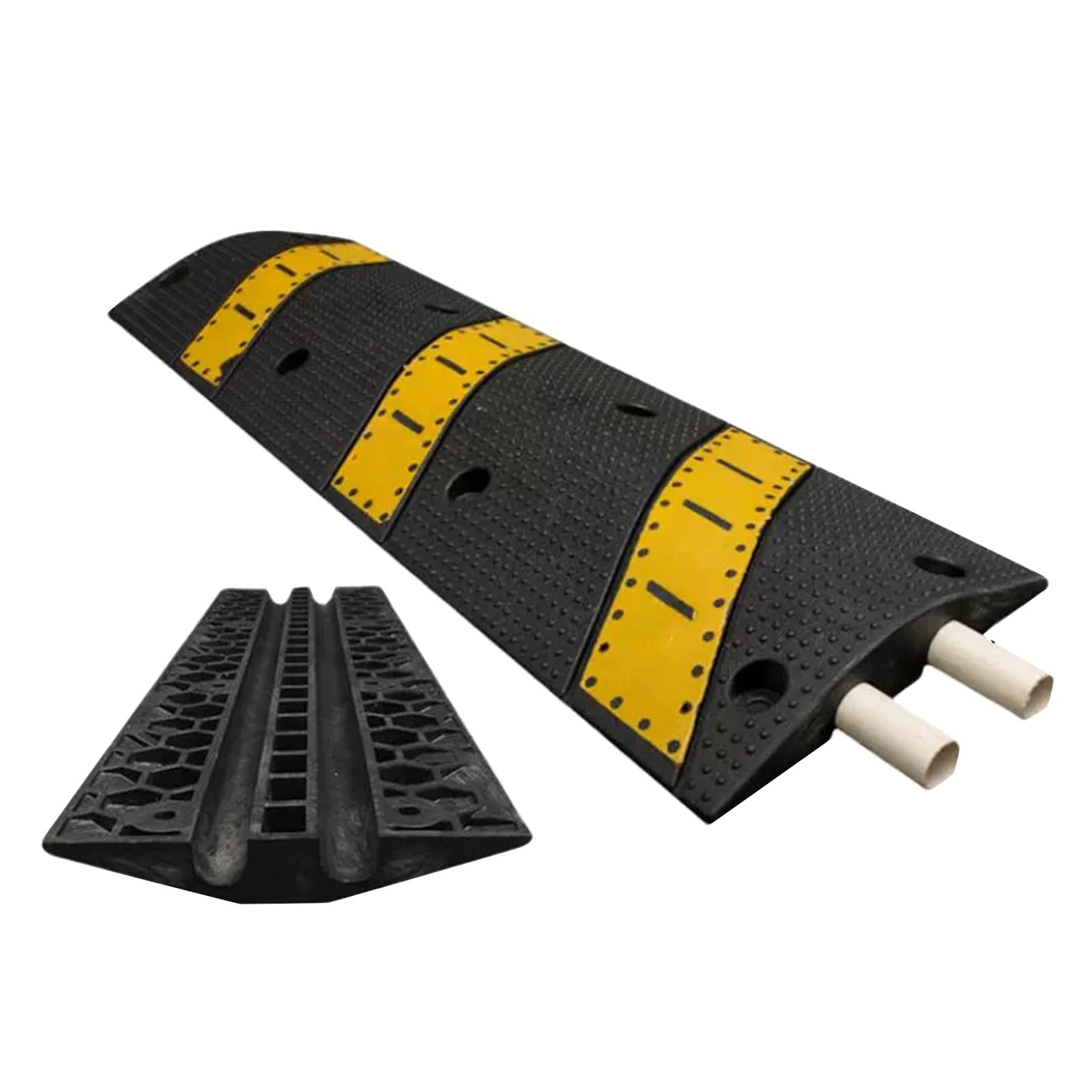Rampa de Protección, Pasacables Suelo, Material Resistente, Diseño de 2 Canales, Capacidad de Carga 50 T, Muy Adecuado para Asfalto y Hormigón