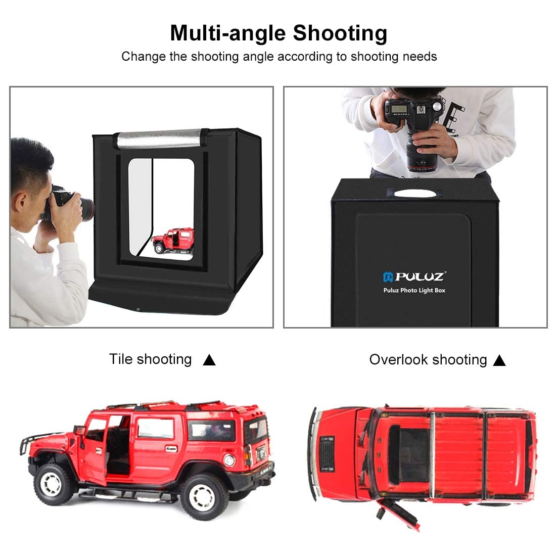 PULUZ Studio Fotografico Tenda 40CM Tenda da Studio Portatile Leggera per la Fotografia Vendita di Prodotti Aziendali Oline Pieghevole 2X 32 LED Light Box Photo Studio Kit con 6 Colori di Sfondo