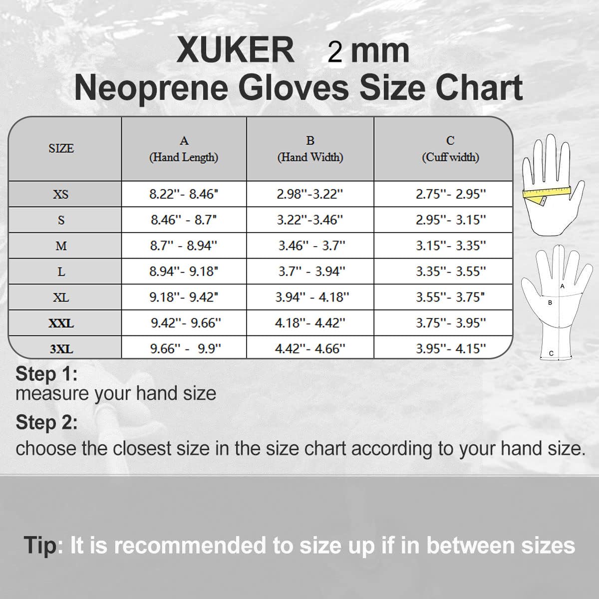 XUKER Gants en néoprène 1,5 mm et 2 mm pour plongée sous-marine, plongée avec tuba, pagaie, surf, kayak, canoë, pêche sous-marine, ski et autres sports nautiques