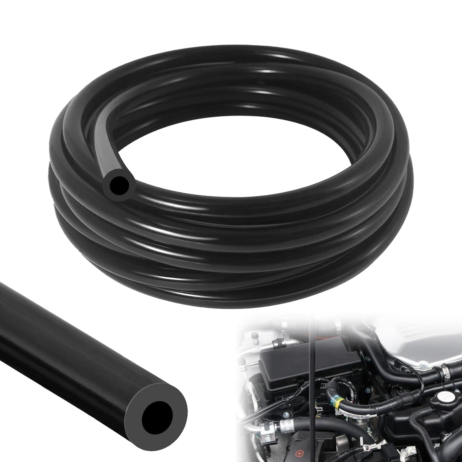 Smooth Vacuum Pipe,Black High Temp Flexible Silicone Vacuum Tube,3M Automotive Vacuum Tubing Hose Replacement,Durable Vacuum Hose Line for Air and Water Transmission in Engines,Cars,Aquariums (3mm ID)