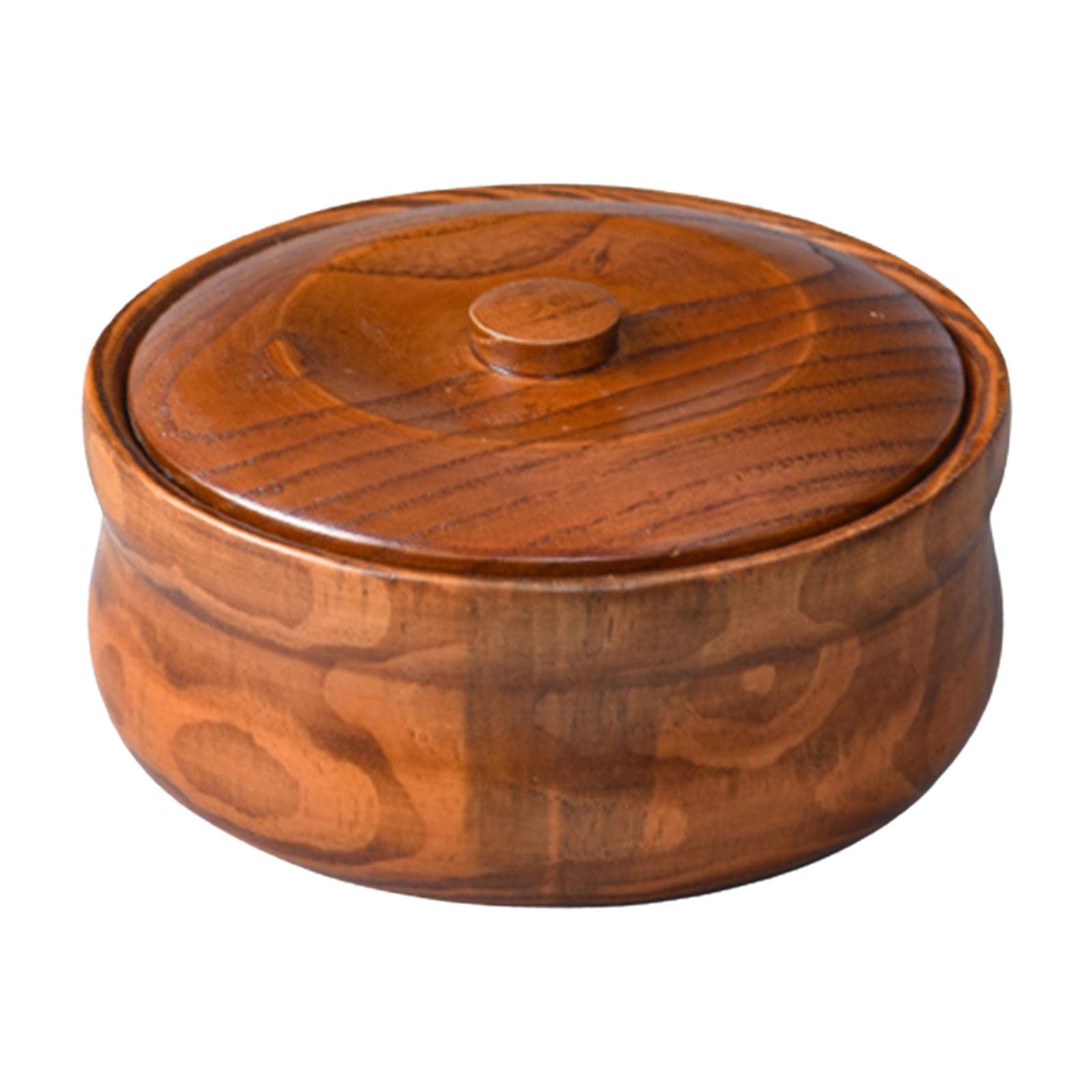 predolo Holzschale mit Deckel für Müslibehälter Massivholz Holz Salatschüssel Servierschüssel, 18 cm x 7,5 cm