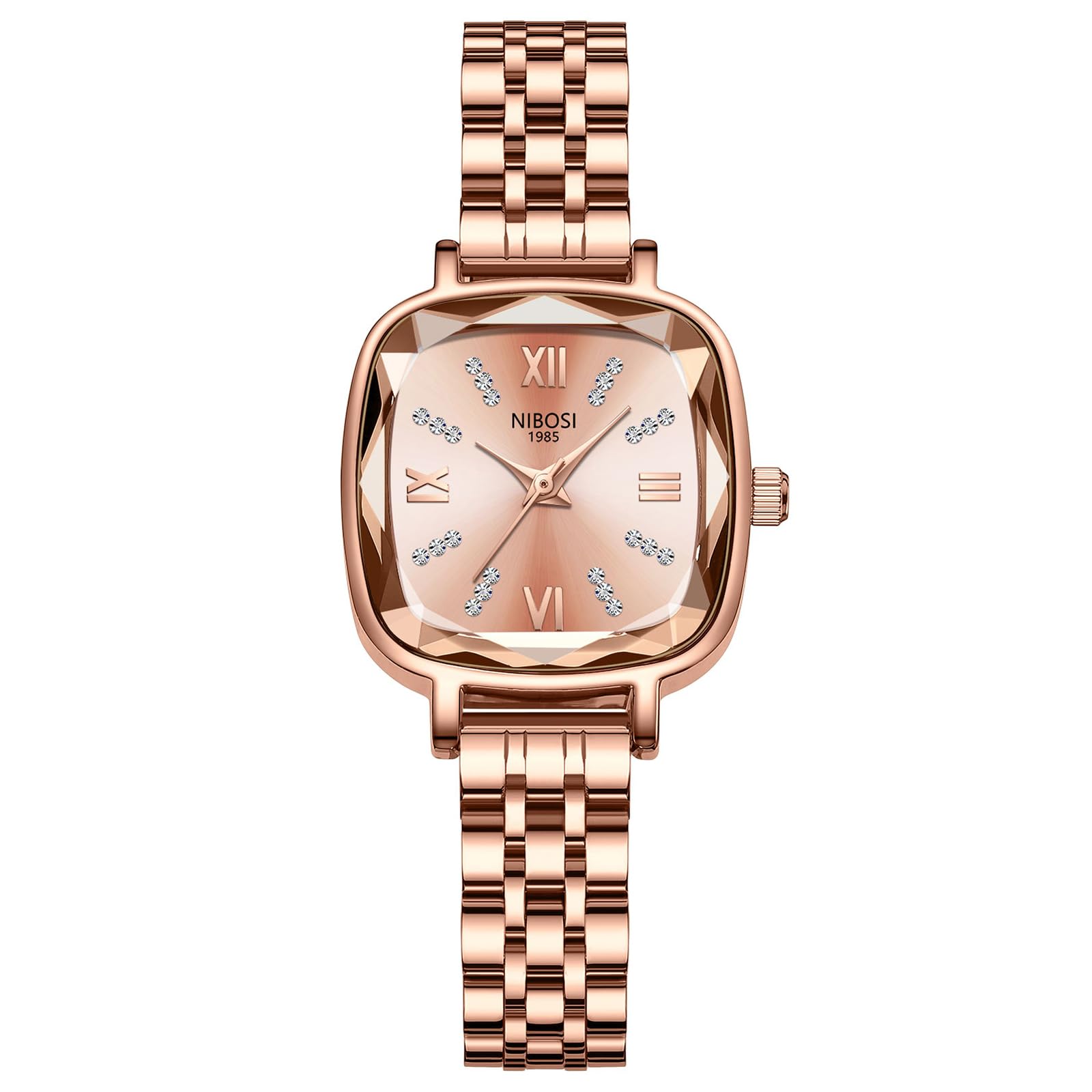 NIBOSI Women Watches,Analog Rose Gold Square Dial Women's Watch for Girls&Miss&Ladies Diamond Studded with Stylish Watches Waterproof
