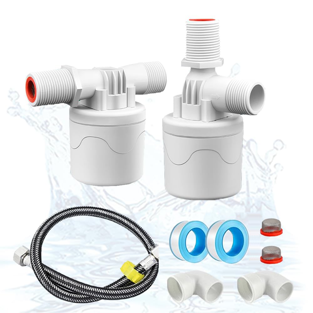 TERRIFI 2 Pack 1/2" Water Float Valve, Automatic Water Level Control Float Valve, Suitable for Water Tanks, Pools, Tower, Distiller