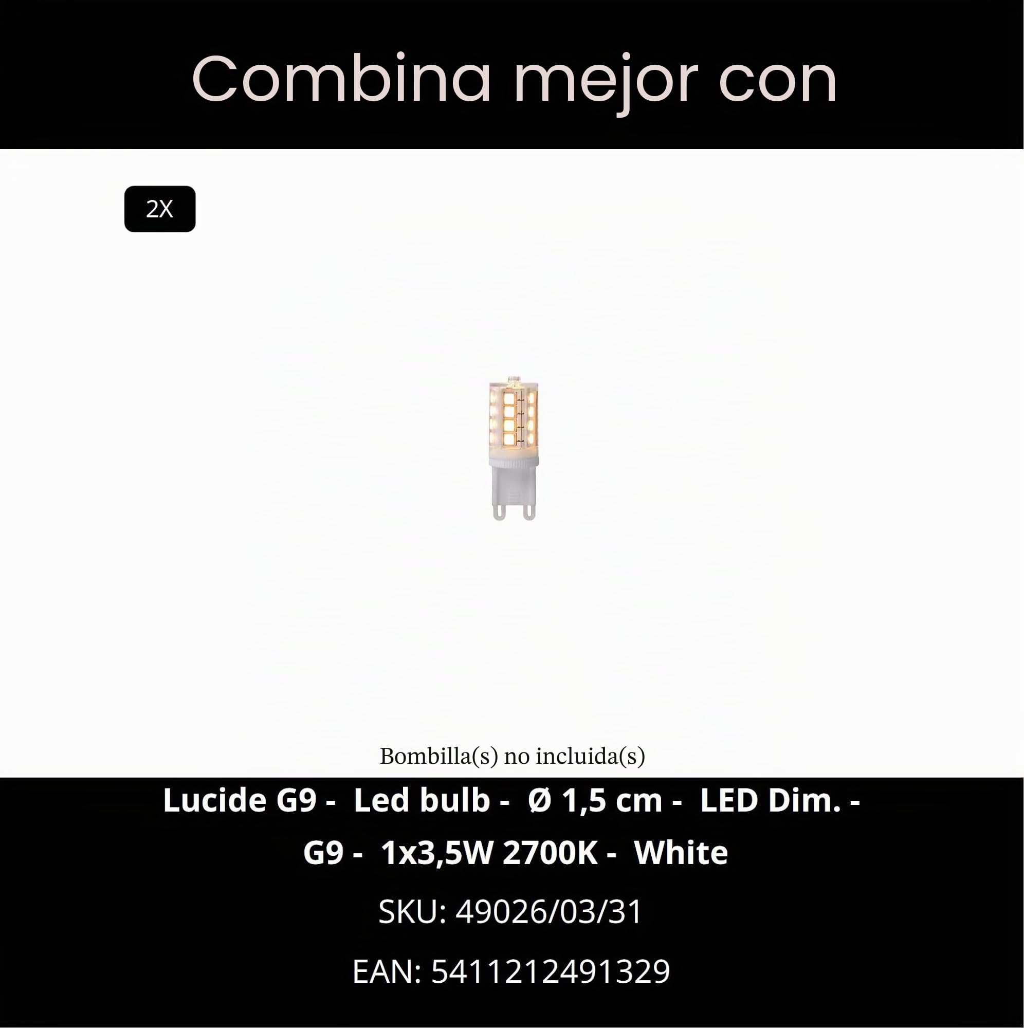 LUCIDE VINZ - Aplique para la iluminación de cuadros - 2xG9 - Negro