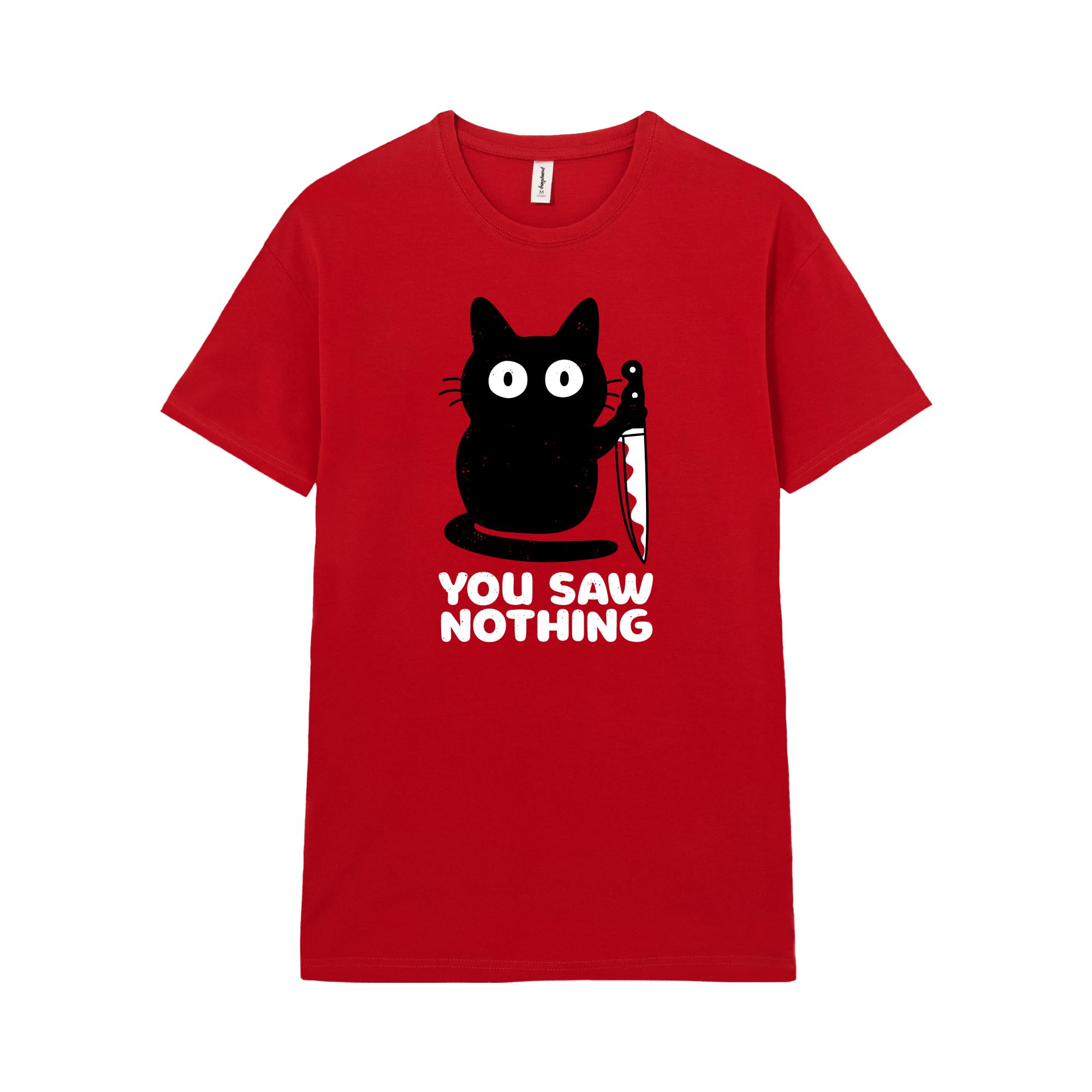 Pampling Unisex Red T-Shirt 100% Cotton With Short Sleeve, Fit With Original Patterns In 5 Sizes, T-Shirt Model You Saw Nothing (Xl)