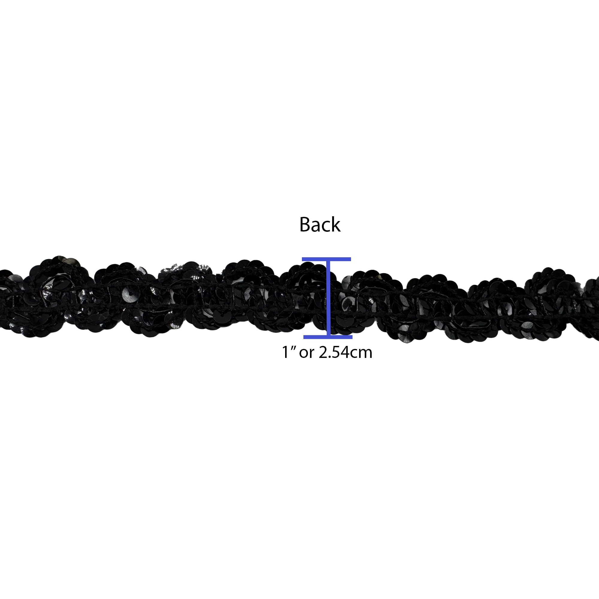 Black Sequin Trim - 1 Inch Wide, 12 Yards | Sparkling Decorative Trim for Costumes, Dancewear, Crafts, Sewing & DIY Projects