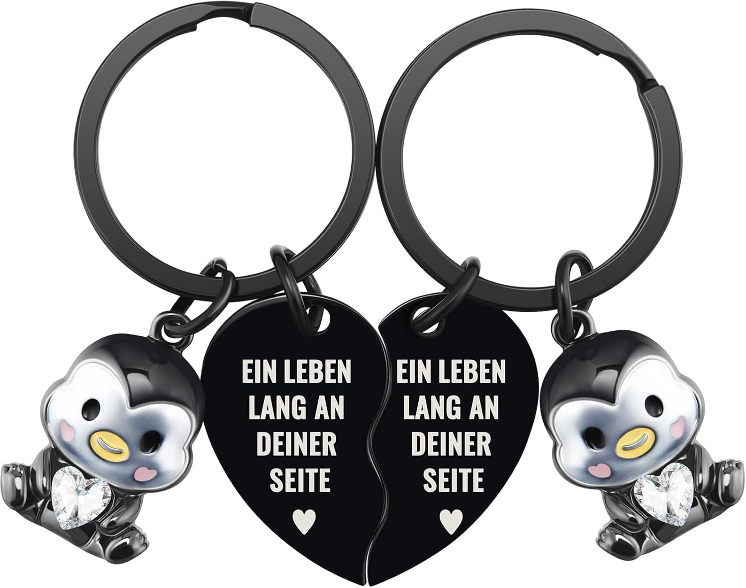 Otuuz Regalo Romantico di San Valentine Portachiavi Pinguino con Scritta I Found My Penguin con Biglietto di Auguri Portachiavi per Coppia Fidanzata Marito Moglie Compleanno Anniversario Nozze