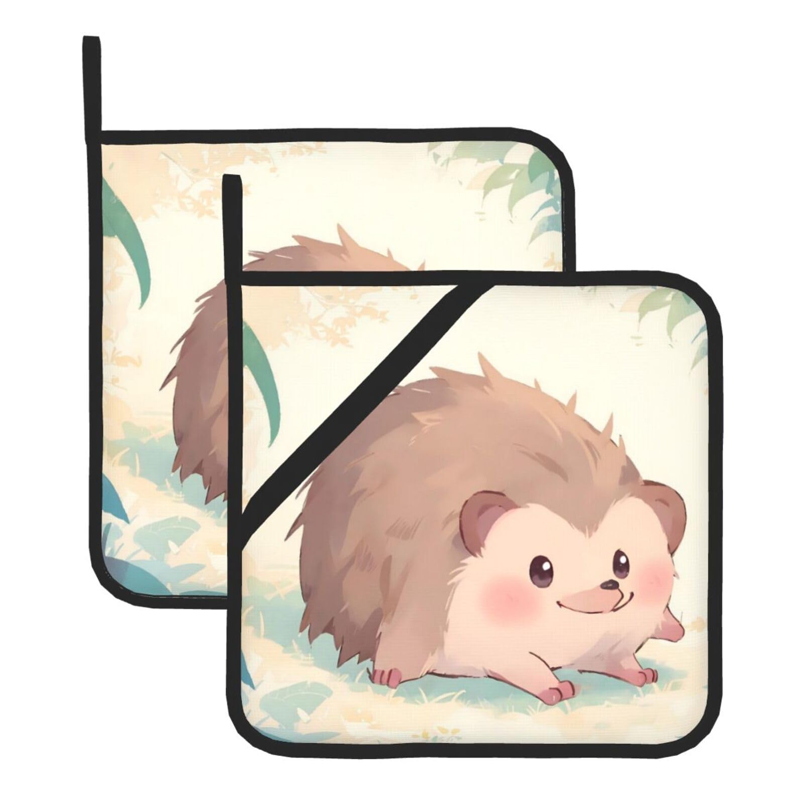 Square Heat-Insulating Pot mat WHJSSF Chubby Hedgehog Pattern Anti-scalding and Heat-Insulating for Kitchen Cleaning and Outdoor Barbecue