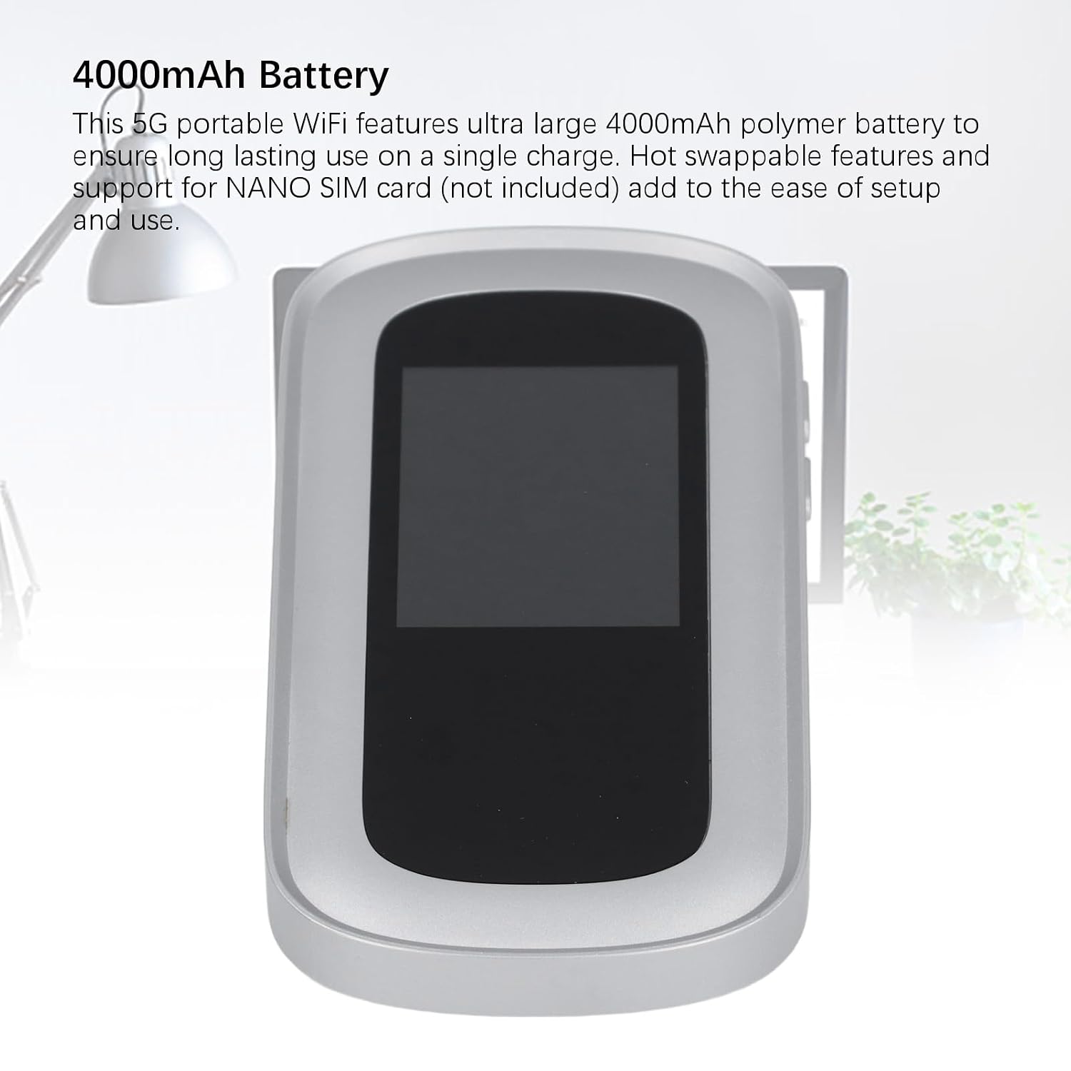 5G Mobile, 5G 6 Mobile Hotspot, Double Band Hotspot Router with for SIM Card Slot, LCD Screen Design for Watching Videos, Gaming. Silver