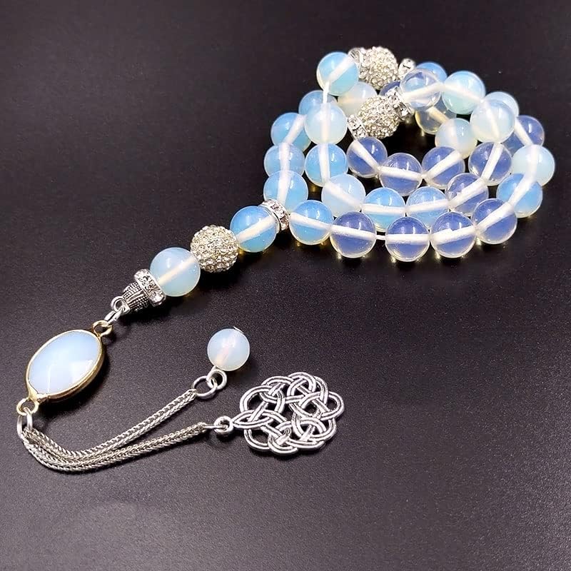 Miniatura 4 de ALBASHAN ópalo piedra plata accesorios mujer Tasbih 33 66 99 100 cuentas musulmán Misbaha niña pulsera Islam Rosario