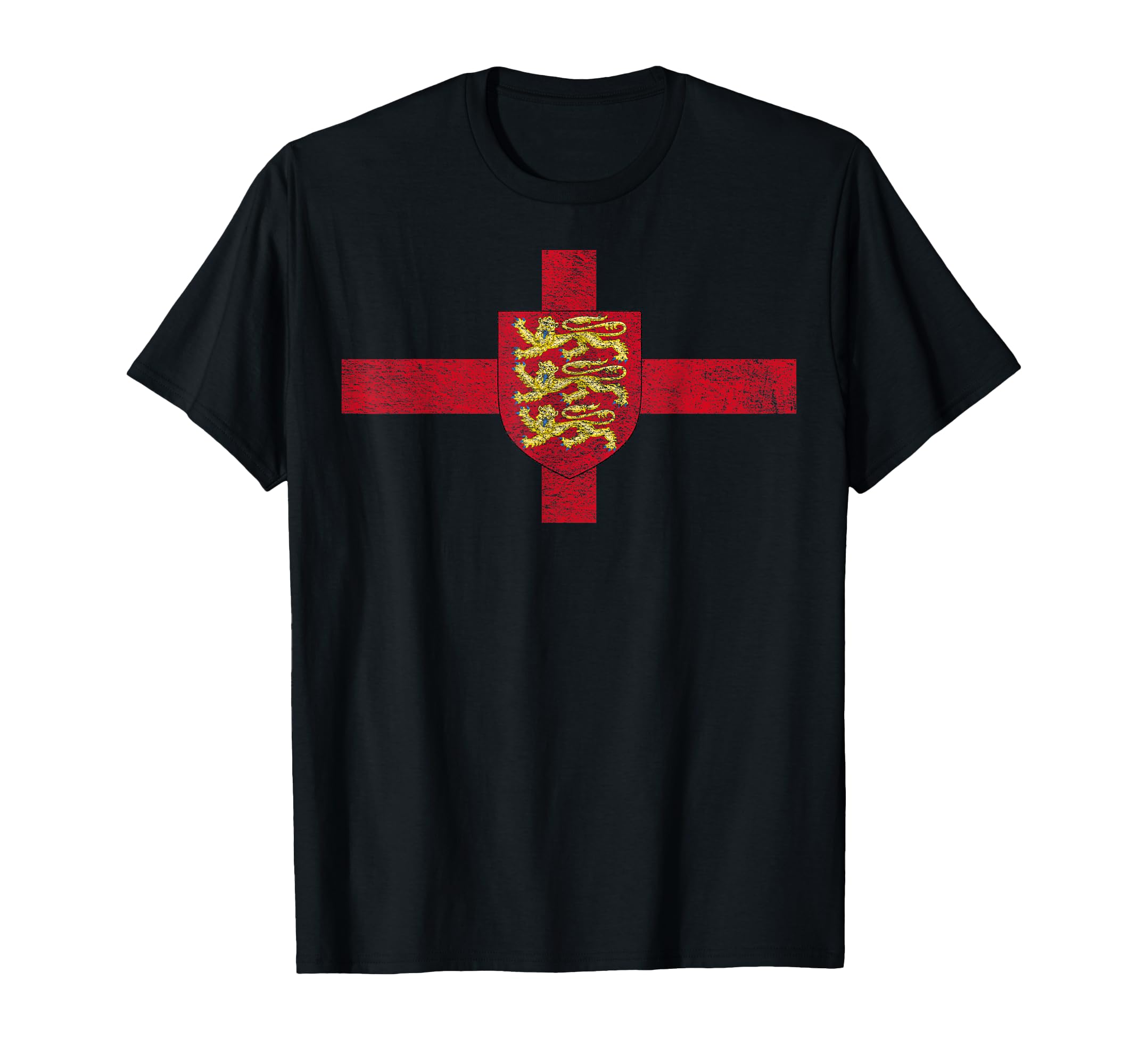 ENGLAND FLAG ROYAL ARMS SAINT GEORGE'S CROSS ENGLISH T-Shirt, Black
