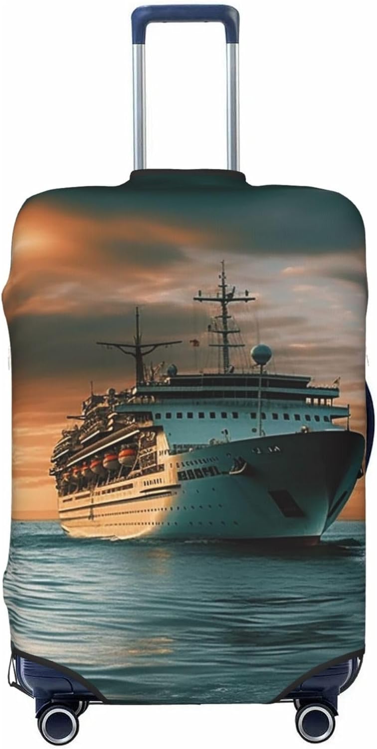 Cruise Ship Luggage Covers for Suitcase Washable Suitcase Cover Fashion Stretch Suitcase Protector Cover Anti-Scratch Baggage Covers Fit 18-32 Inch Luggage Large