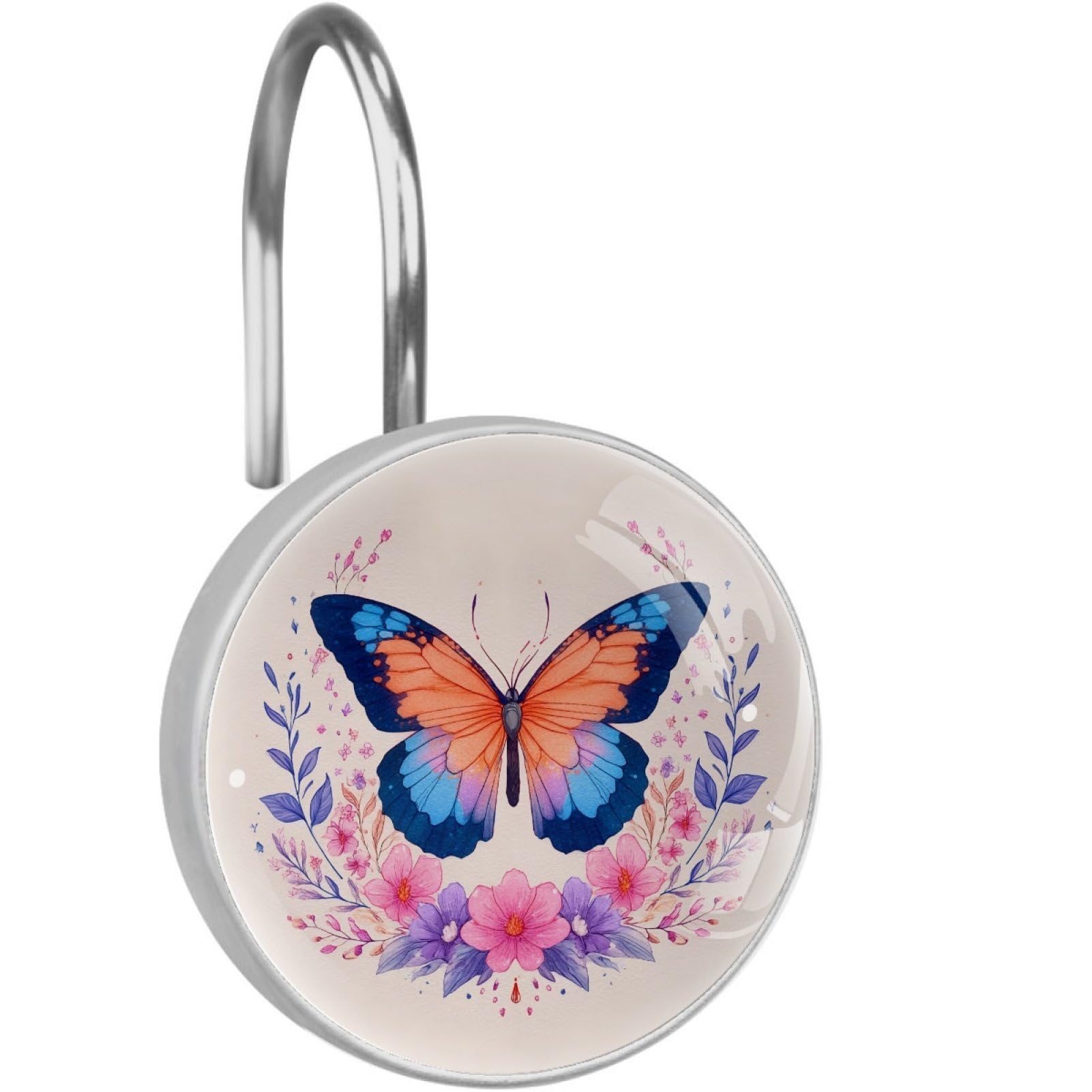 VAPOKF Shower Curtain Hooks, 12PCS Watercolor Butterflies Shower Curtain Hook for Bathroom Decors Home Bedroom