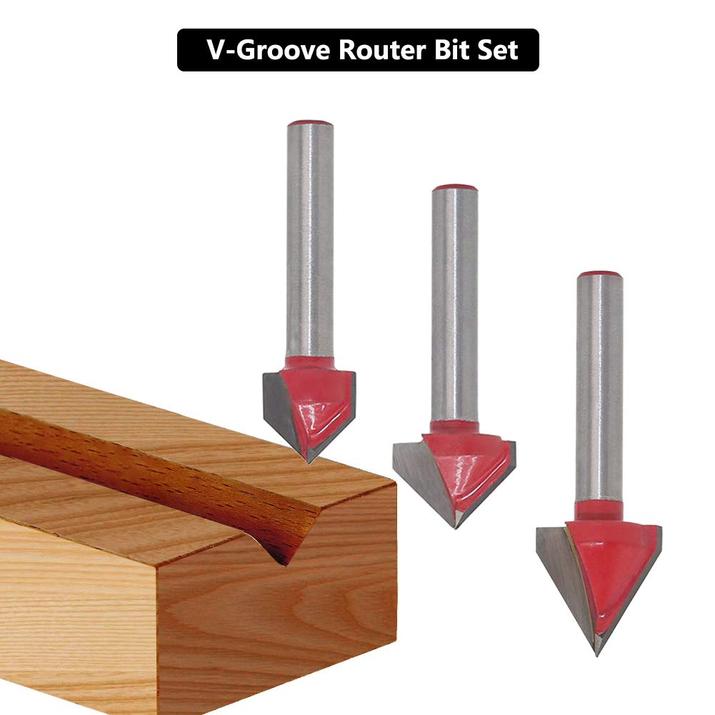 V Nutfräser 60 grad 8mm schaft,3 Flöten Fasenfräser Gravierfräser CNC