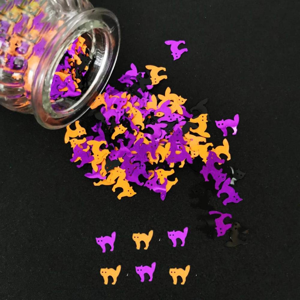 28 G Halloween-Konfetti – Mit Fledermaus, Hexe, Kürbis & Mehr, Schwarz-orange, Aus PVC, Für Partydeko