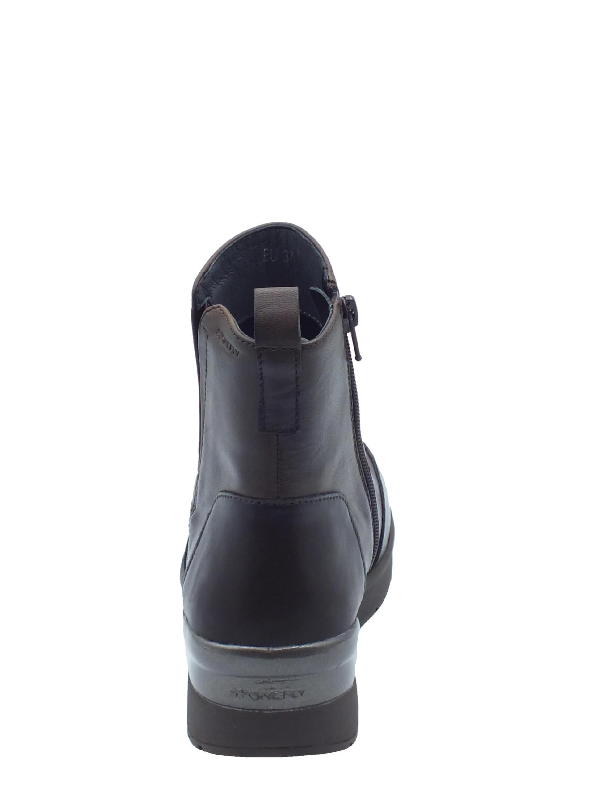 Stonefly 221730 Nappa Choco Brown Sneakers per Donna in Pelle con Lampo e Zeppa Media