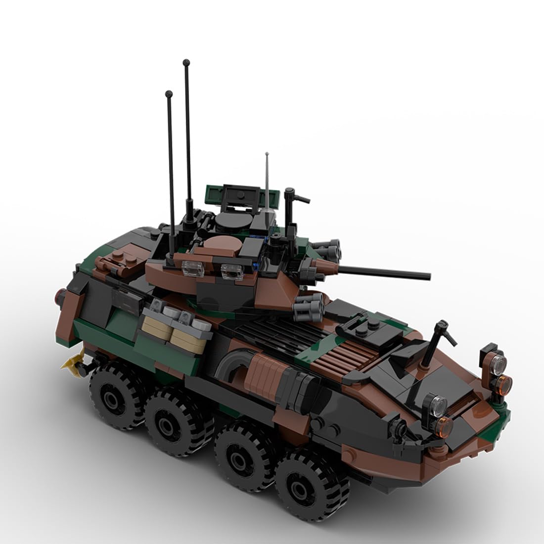 LAV-25 MOC-126469 - Set di mattoncini da costruzione a morsetto, 476 pezzi, modello di veicolo militare, carro armato con motivo mimetico, pulpito del conducente e ruote di ricambio, regalo