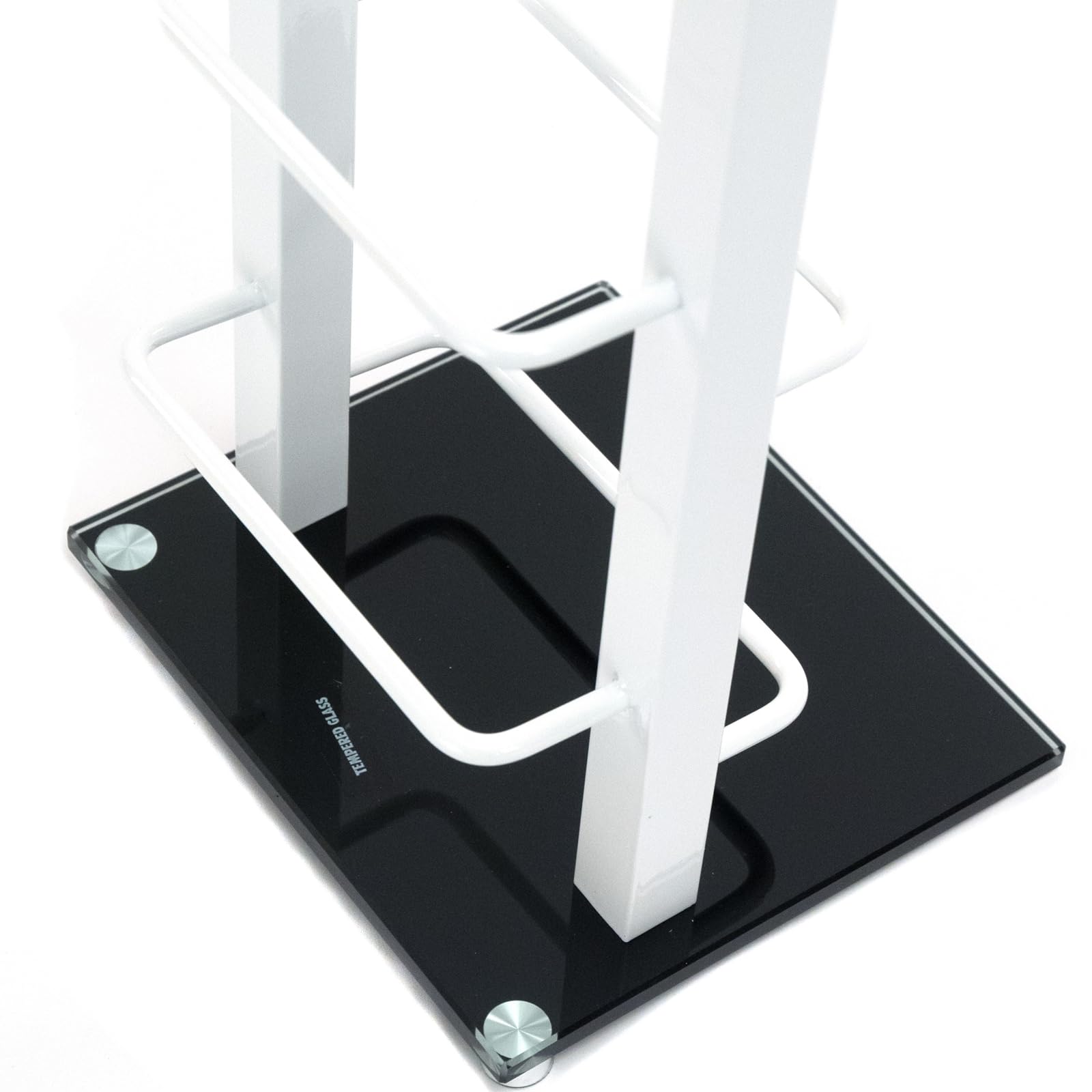 Design CD Regal Tower | 138x20 cm (HxB), Metall mit Glasfuß | stilvolle CD Aufbewahrung, Retro CD Rack für ca 126 CDs, CD Ständer | Farbe: weiß