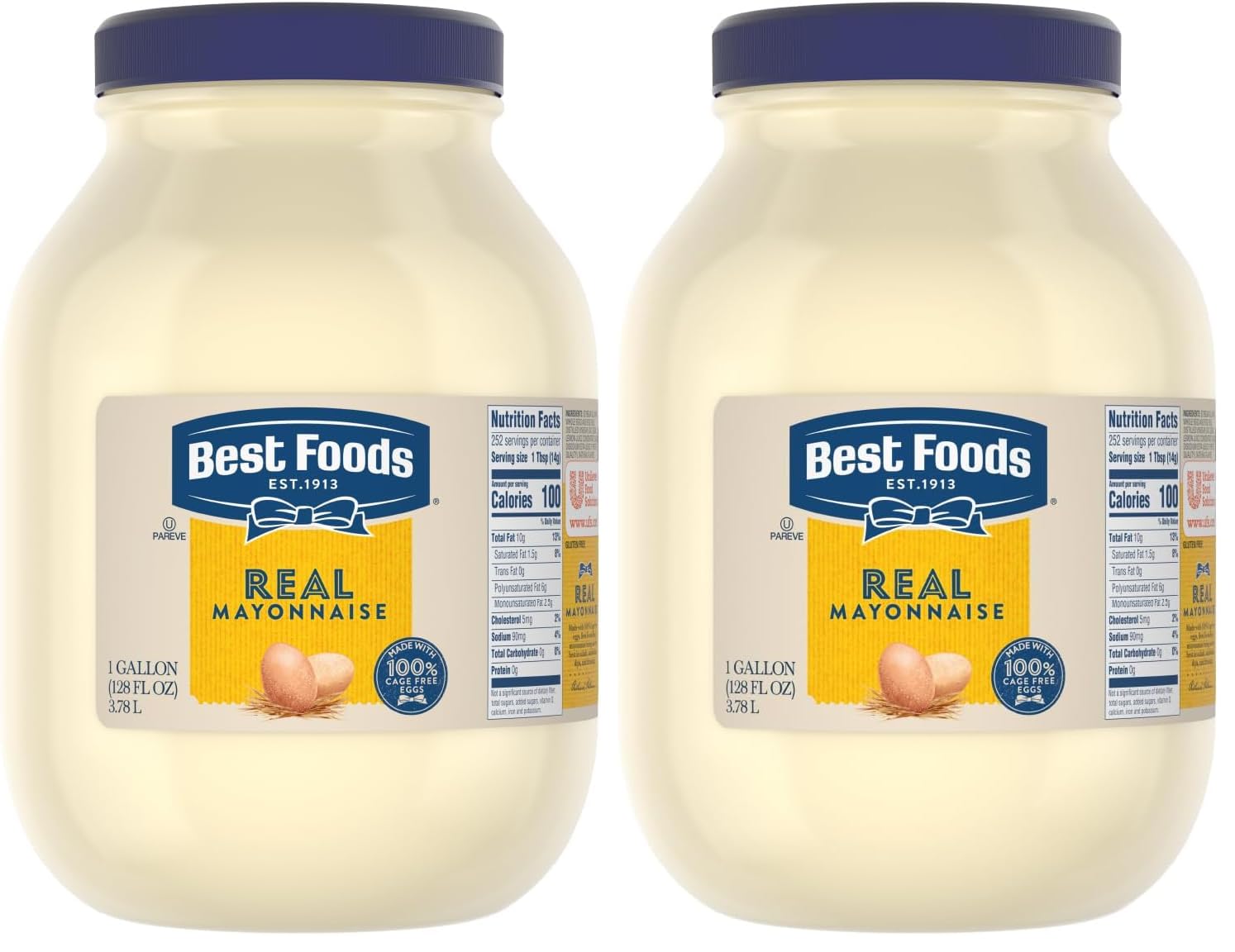 Best Foods 128 Fl Oz (Pack of 2) / Real / Off white Mayonnaise