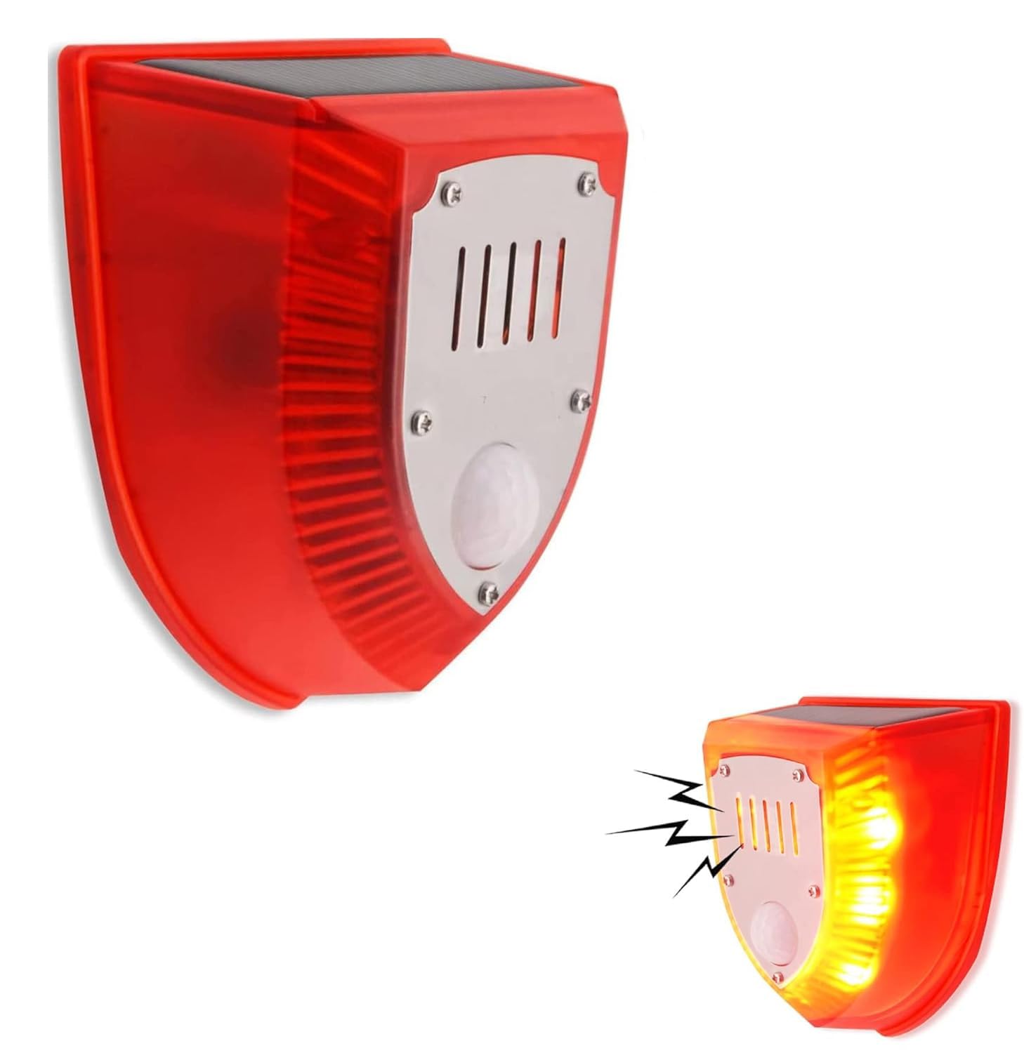 Excefore Solar Security Alarm Lights Outdoor Motion Sensor,Alarm Detector Siren Sound LED Warning Strobe Flashing Light Keep Animal Away for Home Farm Barn Villa Yard