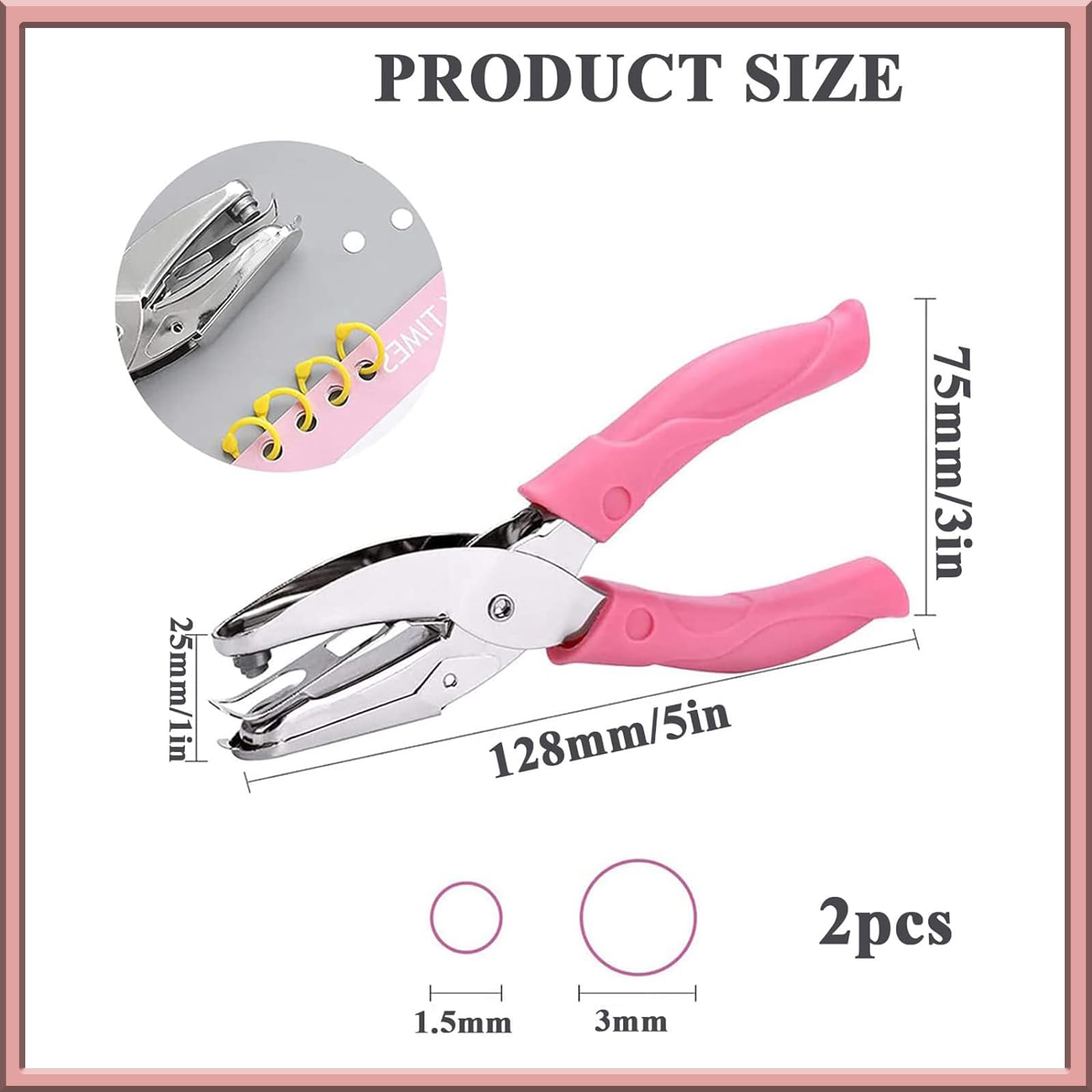 Perforatrice Palmare A Foro Singolo - 2 Pezzi Con Fori Da 1.5mm E 3mm - Per Carta E Artigianato - Foto 7