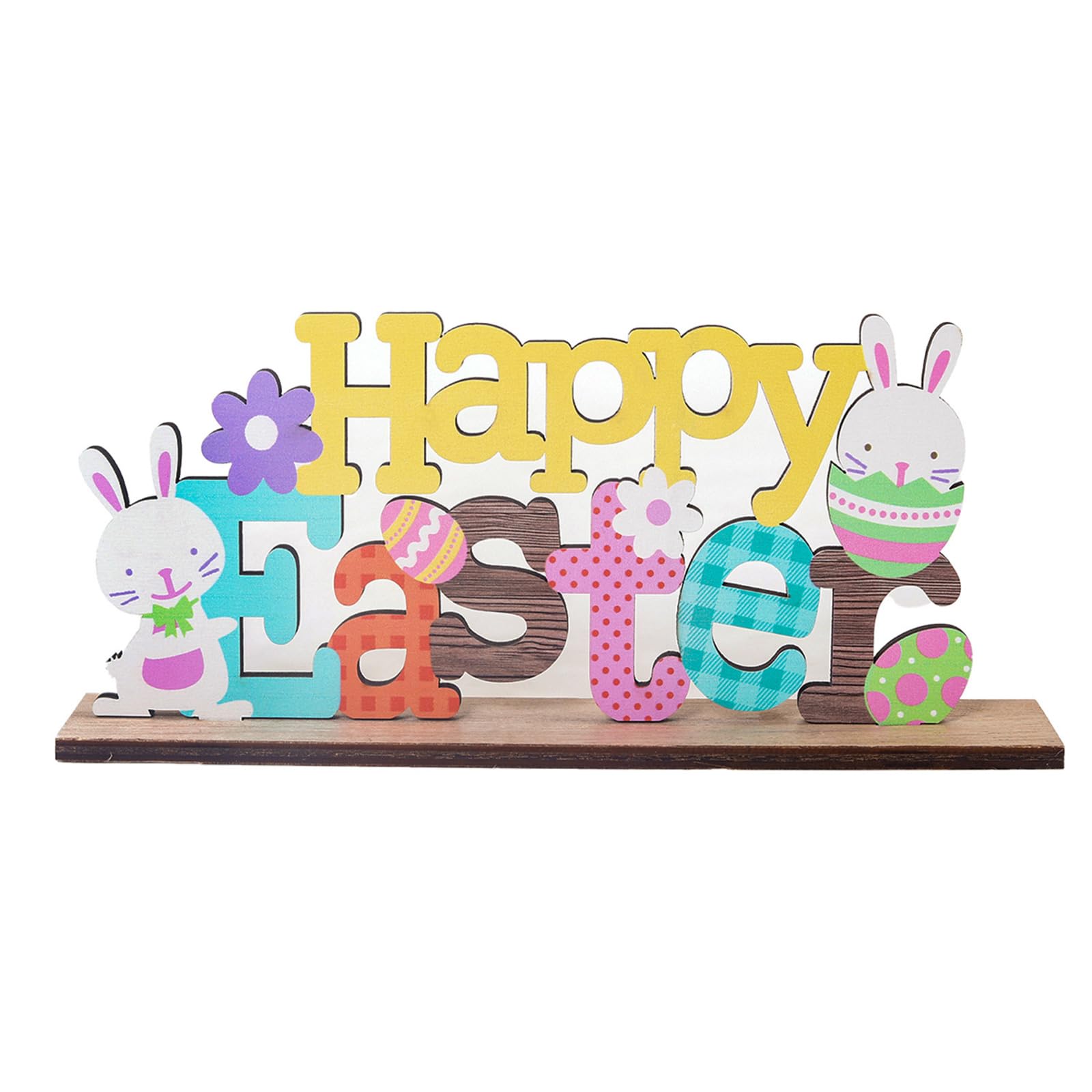 Kalttoy Bunnies Wood Decors Easter Tabletop Ornaments Easter Bunnies Centerpieces for Farmhouse Kitchen Dining Room Gifts Wood Tabletop Ornaments