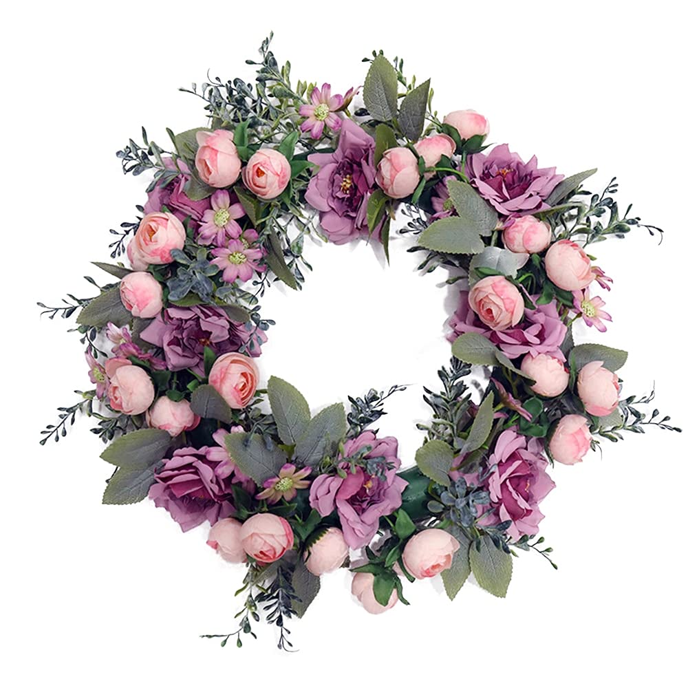 TüRkranz 16 Zoll künstliche Rose Kranz Türdekoration Plantas Künstliche Gefälschte Blume Eukalyptus Kranz Wohnkultur Weihnachtsdekor TüRkranz GanzjäHrig (Color : Style 3, Diameter : 40cm)