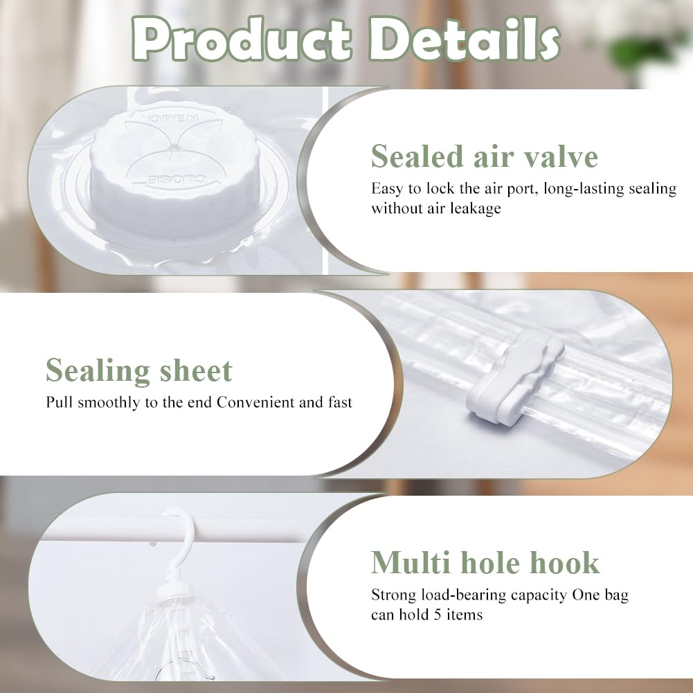 5 Vakuumbeutel Für Kleidung Mit Handpumpe - Platzsparende Aufbewahrung Für Anzüge Und Mäntel