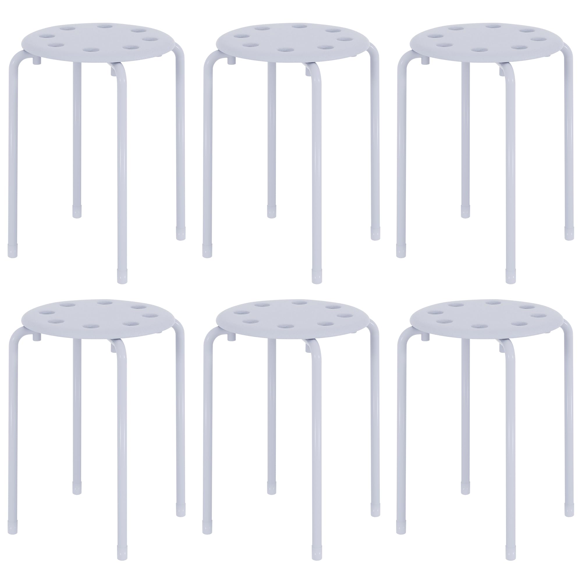 VECELO Stackable Stools Set of 6, 17.7 Inch Standard Height, Portable Plastic Colourful Decoration Stools for School Classroom and Office, No Assembly
