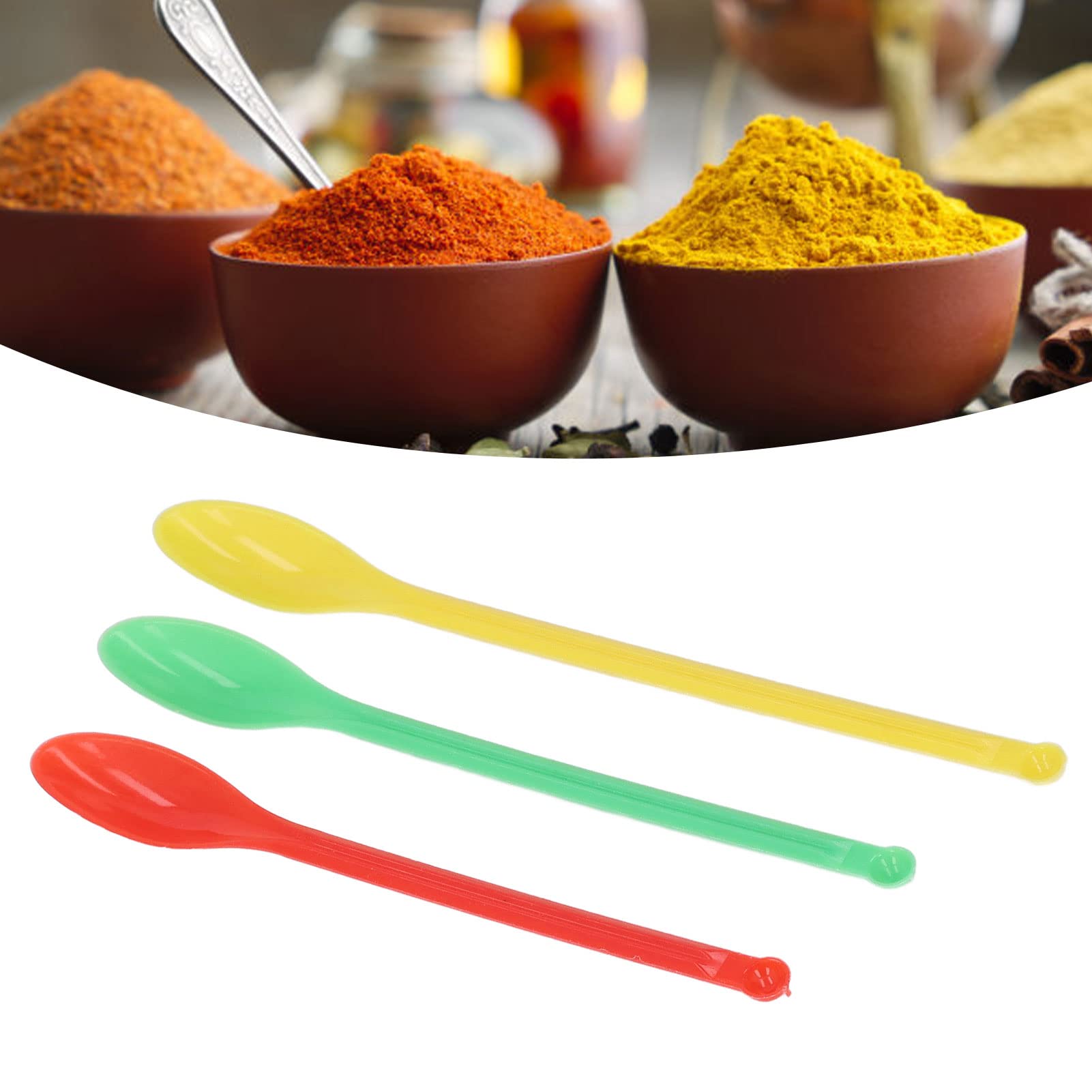 Laborlöffel aus Kunststoff, doppelseitig, 60 Stück, Grün Rot Gelb, ABS Material, Mikro-Laborspatel