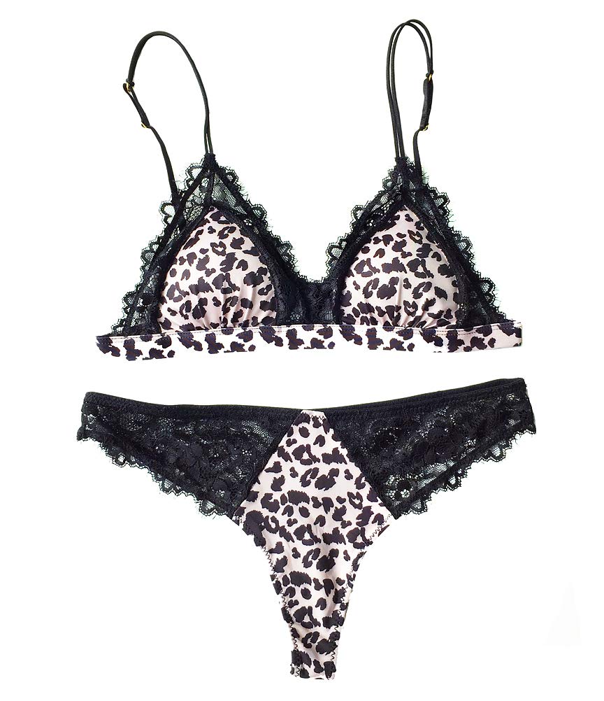 Reborn Biancheria Intima Leopardato/Strisce Zebra con Pizzo, Sexy Chic Reggiseno Senza Ferretto e Slip Completo, Donna