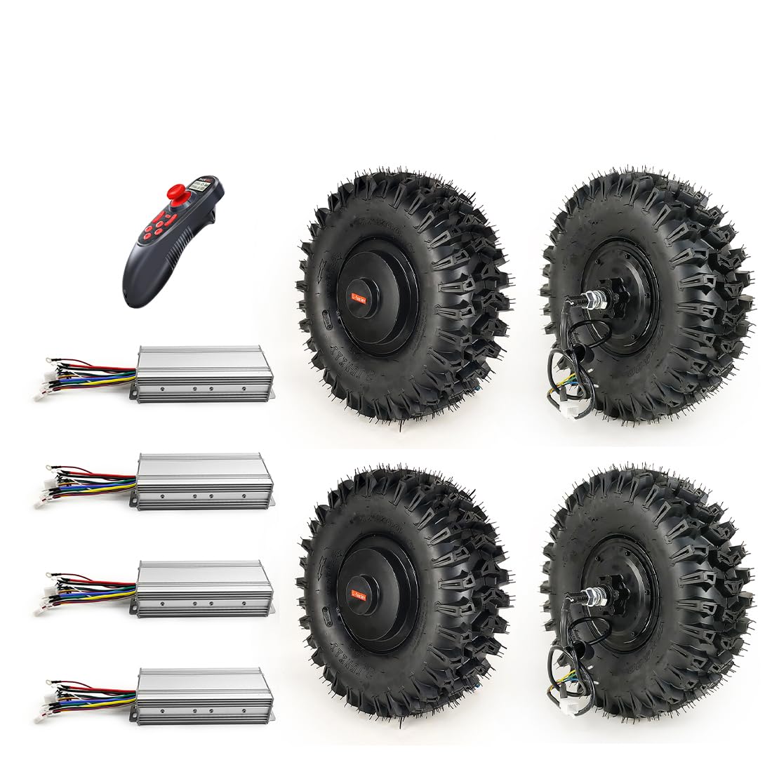 4WD 15-calowy ATV pojazd rolniczy wózek ręczny 500W bezszczotkowy silnik w piaście z grubymi kołami z oponami do trawy (single axle, 36V motor- ESC small)