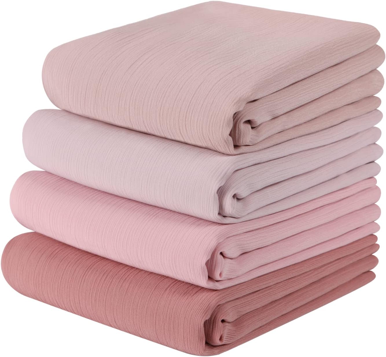 Febfim 4PCS Premium Dubai Muslim Women Chiffon Crinkle Hijab Scarf Plain Chif...