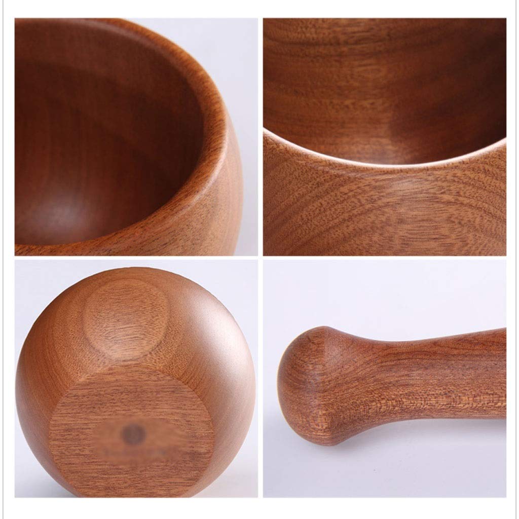 BATLAM Mörser und Stößel Stößel- und Mörser-Set für Küchenzutaten, manuelle Holz-Knoblauchpresse, Pfeffermühle zum Mahlen von Nüssen, Durchmesser: 3,7 Zoll, Mühle, Gewürz-Kräutermühle