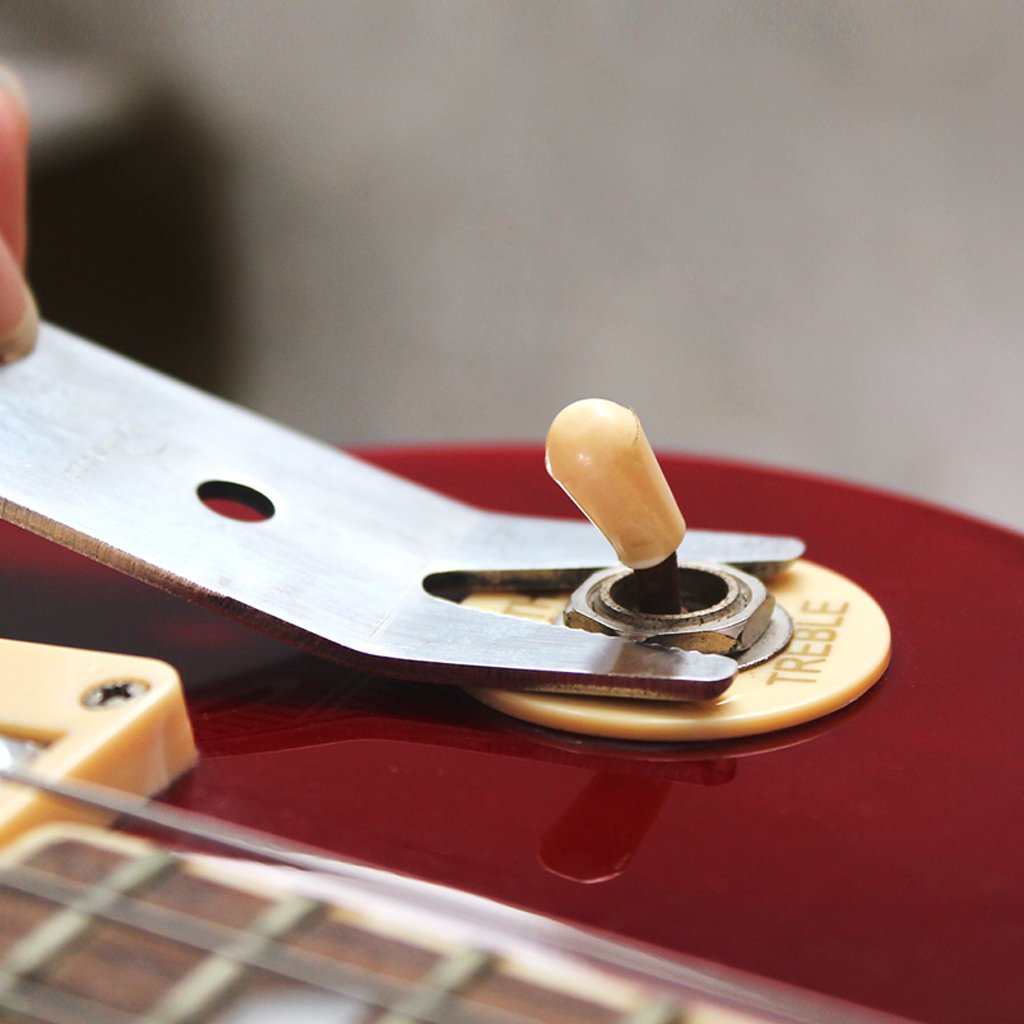Alnicov Narzędza do gitar basowych ze stali nierdzewnej w kieszeni, wielofunkcyjny klucz do przełączników i gałki tunera, akcesoria gitarowe