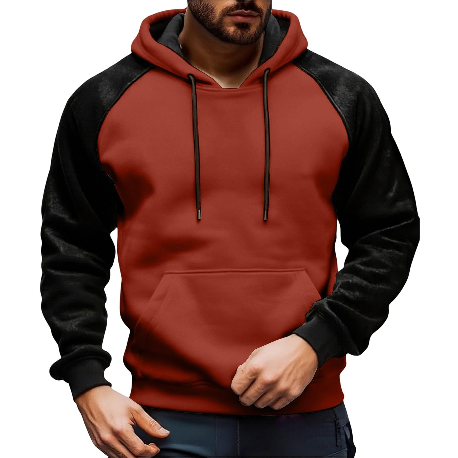 Sudaderas De Hombre Sudadera con Capucha Ante para Hombre, Tejido Grueso, Ideal Otoño E Invierno, Estilo Casual Y Deportivo, Bolsillo. Naranja (Orange, M) Oversized Gym Impermeable