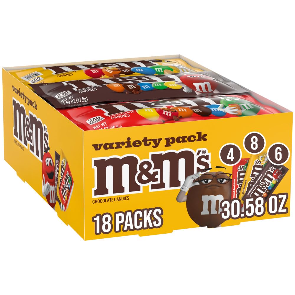 M&M'S Variety Pack Chocolate Candy Singles Size 30.58-Ounce 18-Count Box