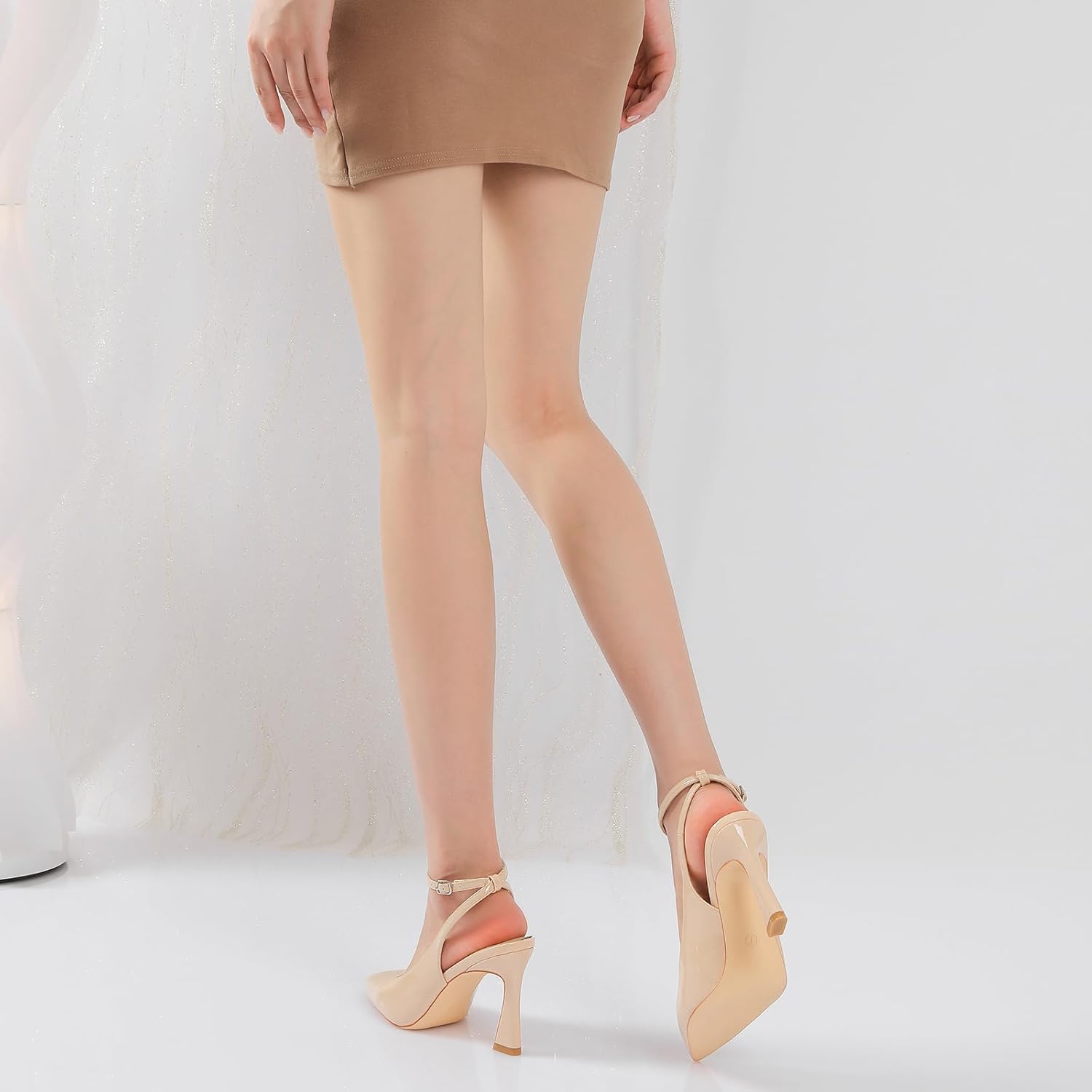 Susanny Nude Slingback Closed Toe Ankle Strap High Heels Pointed Toe Pumps Dress Comfortable Stiletto Sexy Buckle Strappy Dressy Shoes for Wedding Bridal Party Work 11 - Image 5