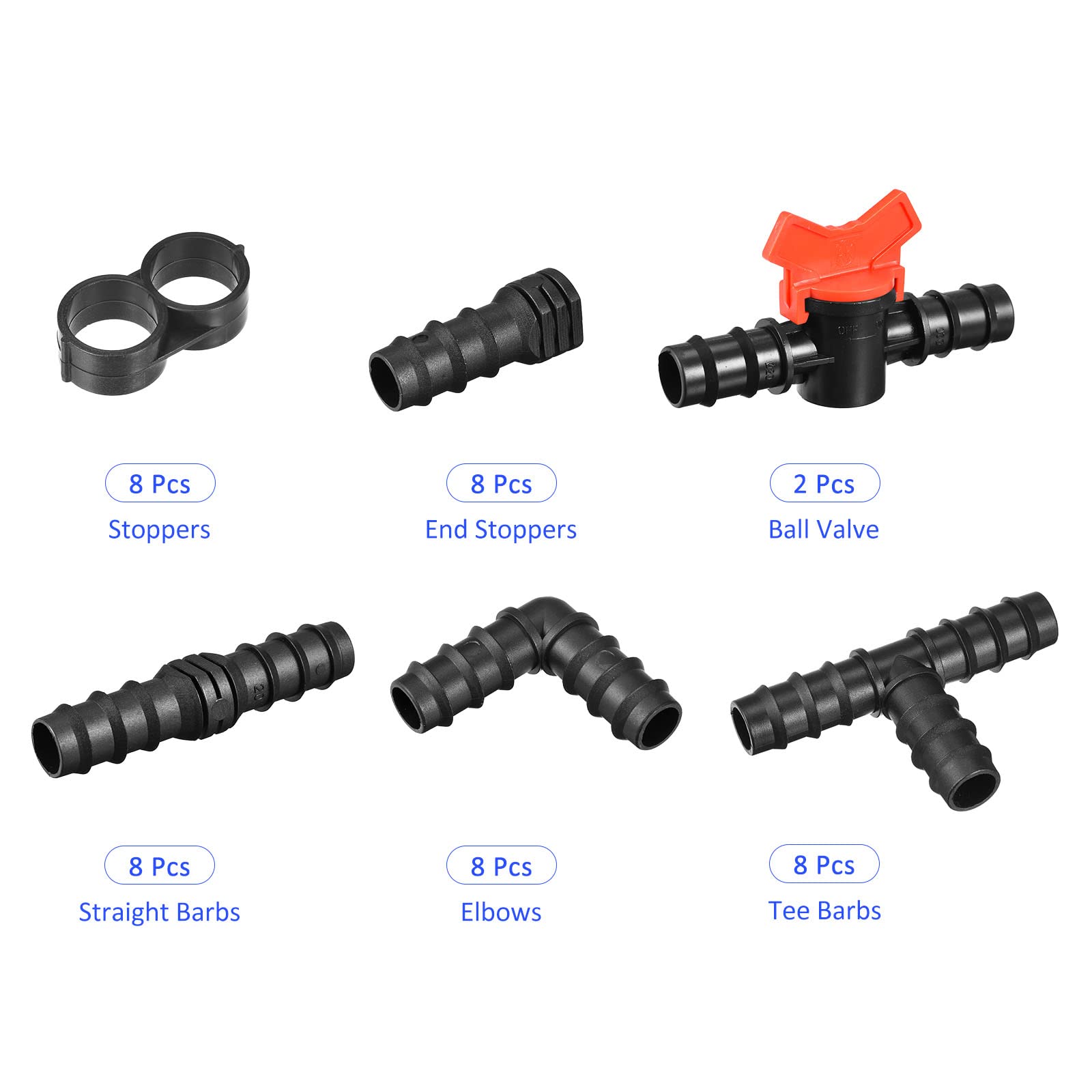 M METERXITY 19 Pack Barb Hose Fittings, 19.5mm Barbed Irrigation Fittings Kits Apply to Garden - Image 4