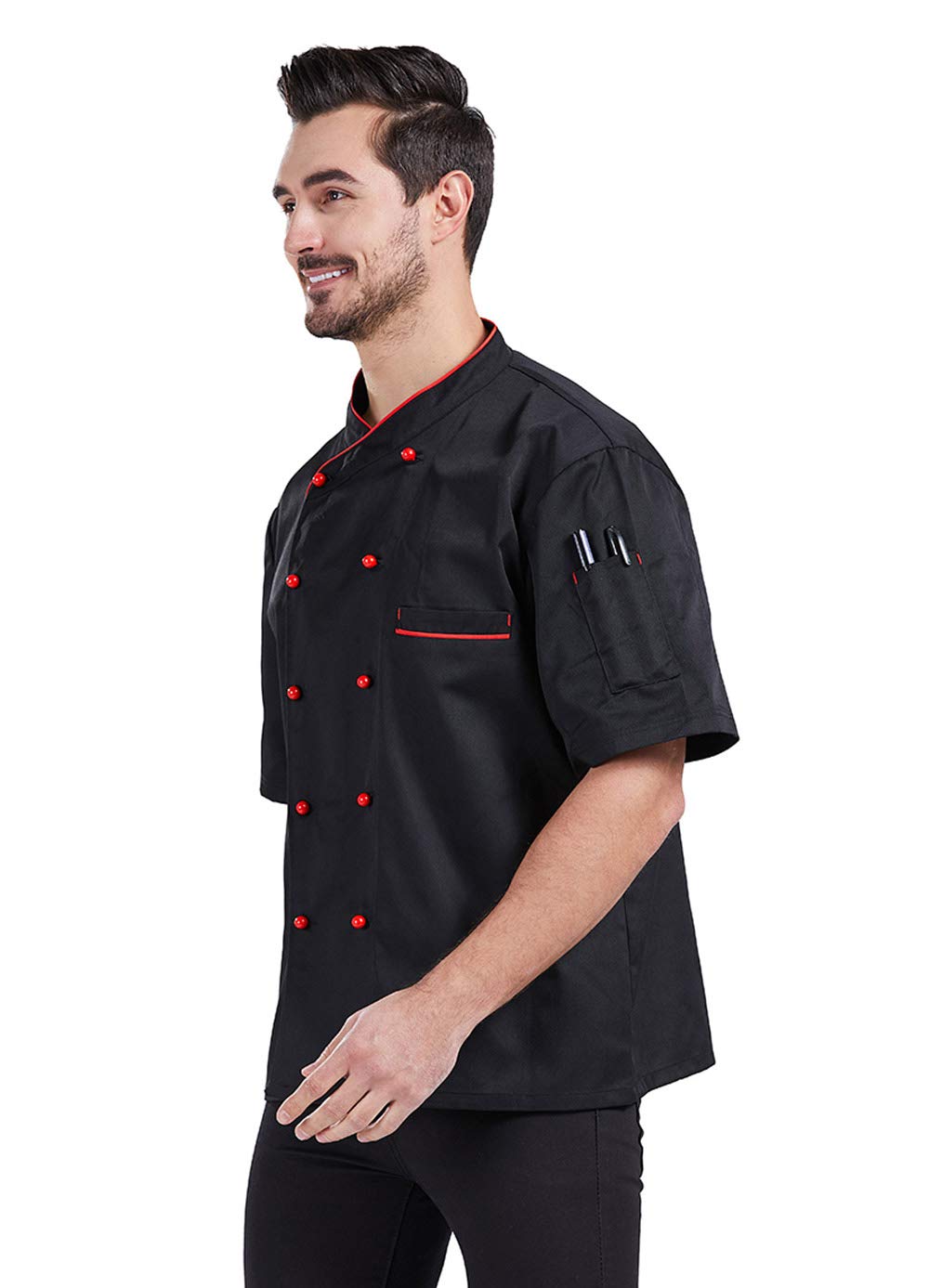 Nanxson Giacca da Chef Manica Corta Giacca da Cuoco Ristorante Divisa da Cuoco per Uomo Donna CFM0048