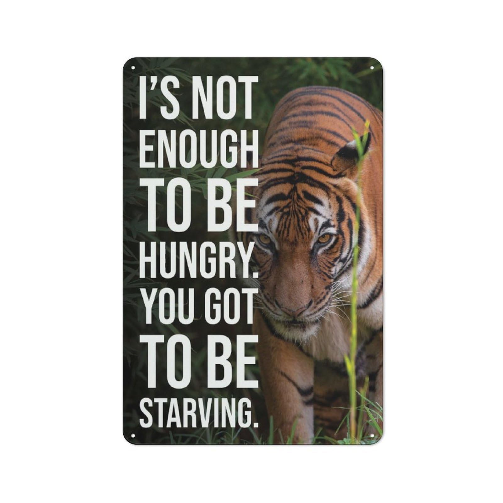 Junmoney Style-10 Tin Wall Plaque 30X20cm With Hungry Vs Starving For Pub Or Café, For Hospitality Wall Decor Collectors